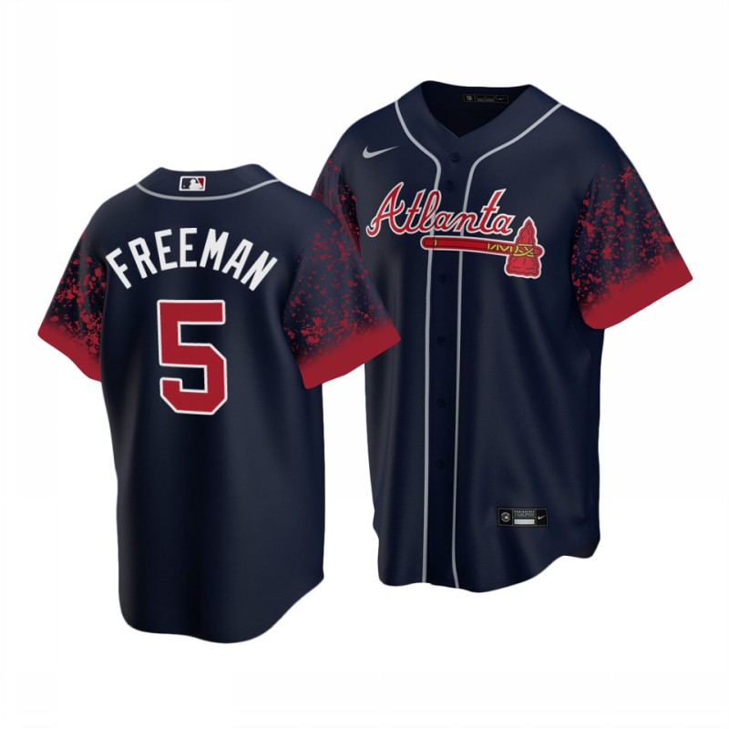 Men's Atlanta Braves #5 Freddie Freeman 2021 Navy Cool Base Stitched Jersey Men's Atlanta Braves #5 Freddie Freeman 2021 Navy Cool Base Stitched Jersey